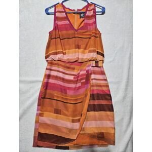 VINCE CAMUTO Color Block Multi-color Stripe Rainbow Dress Size 4 Womens Career